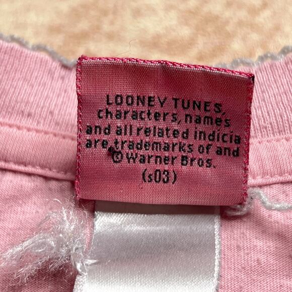 Vintage Y2K Looney Tunes Tweety Bird Embroidered Sleepwear T-Shirt Pink Cartoon - Picture 5 of 9